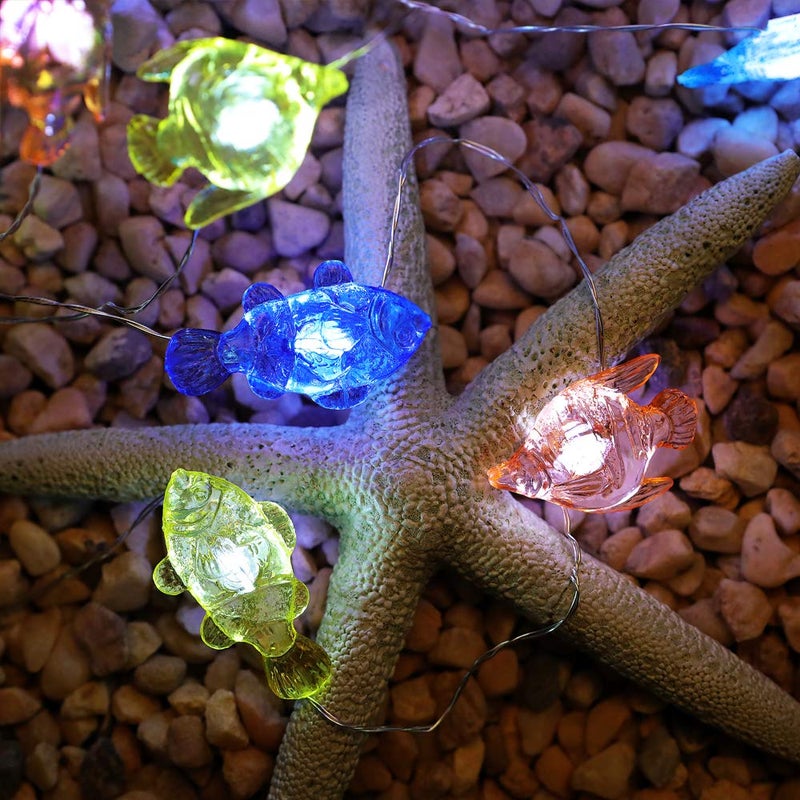 WSgift Tropical Fishes Decorative String Lights, 18.7 Ft 40 LED USB Plug-in Silver Copper Wire Beach Theme Fairy Lights for Indoor Outdoor Decoration Projects (Cool White, Remote Control with Timer) - Image 5